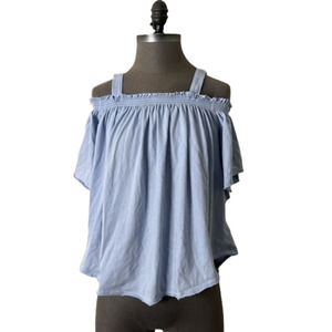 We The Free People Women's Blue Cold Shoulder Tunic Top Small